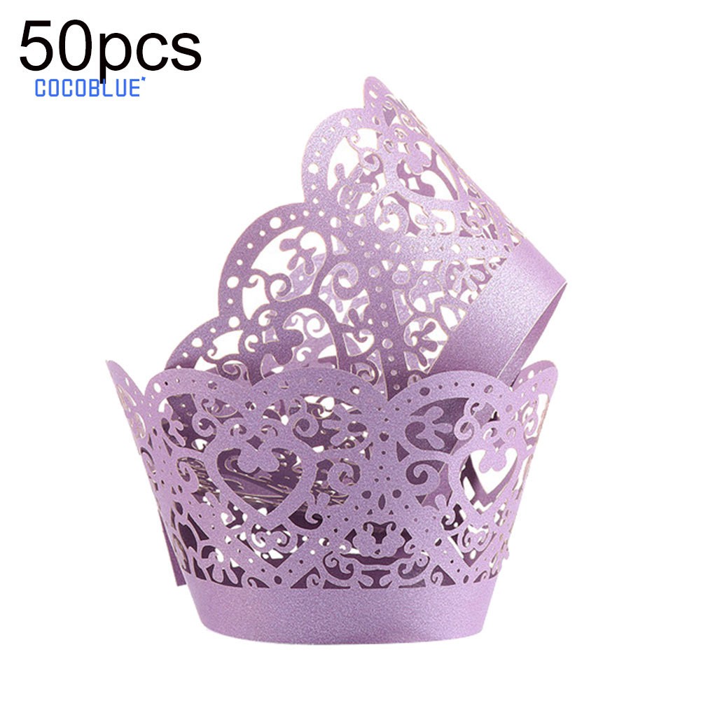 Set 50 Giấy Cắt Họa Tiết Cách Điệu Trang Trí Bánh Cupcake Tiện Dụng