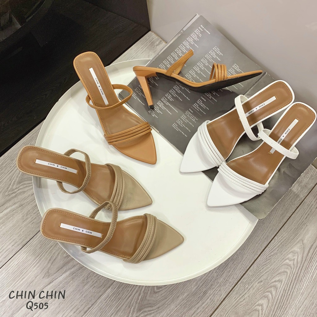 SANDAL GÓT NHỌN NỮ QUAI BẢN NGANG CÓ THỂ MANG 2 KIỂU CAO 7P