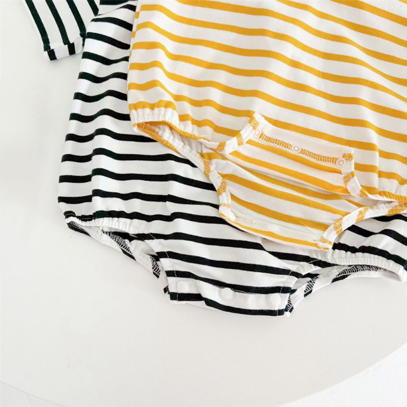 Áo Liền Quần Tam Giác Cổ Thủy Thủ Họa Tiết Hoạt Hình Kẻ Sọc Màu Tương Phản Thời Trang Mùa Hè Cho Bé