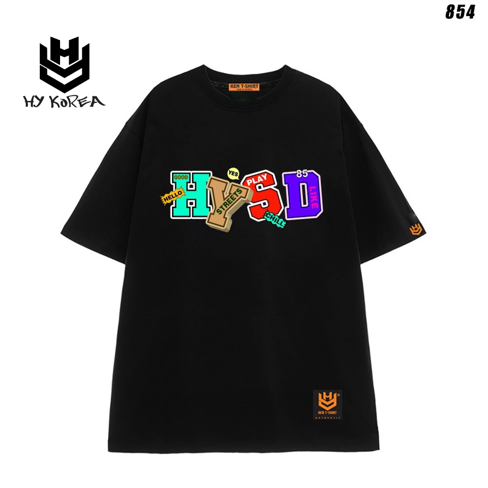 Áo thun form rộng unisex tay lỡ HYSD 854 HY KOREA dành cho cả nam nữ