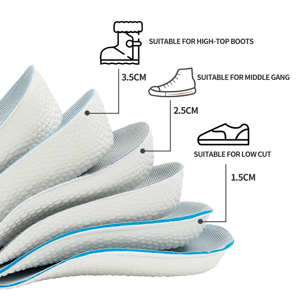 Miếng Lót Giày Thể Thao Thoáng Khí Tăng Chiều Cao 3 Chiều Cao Cho Nam Nữ