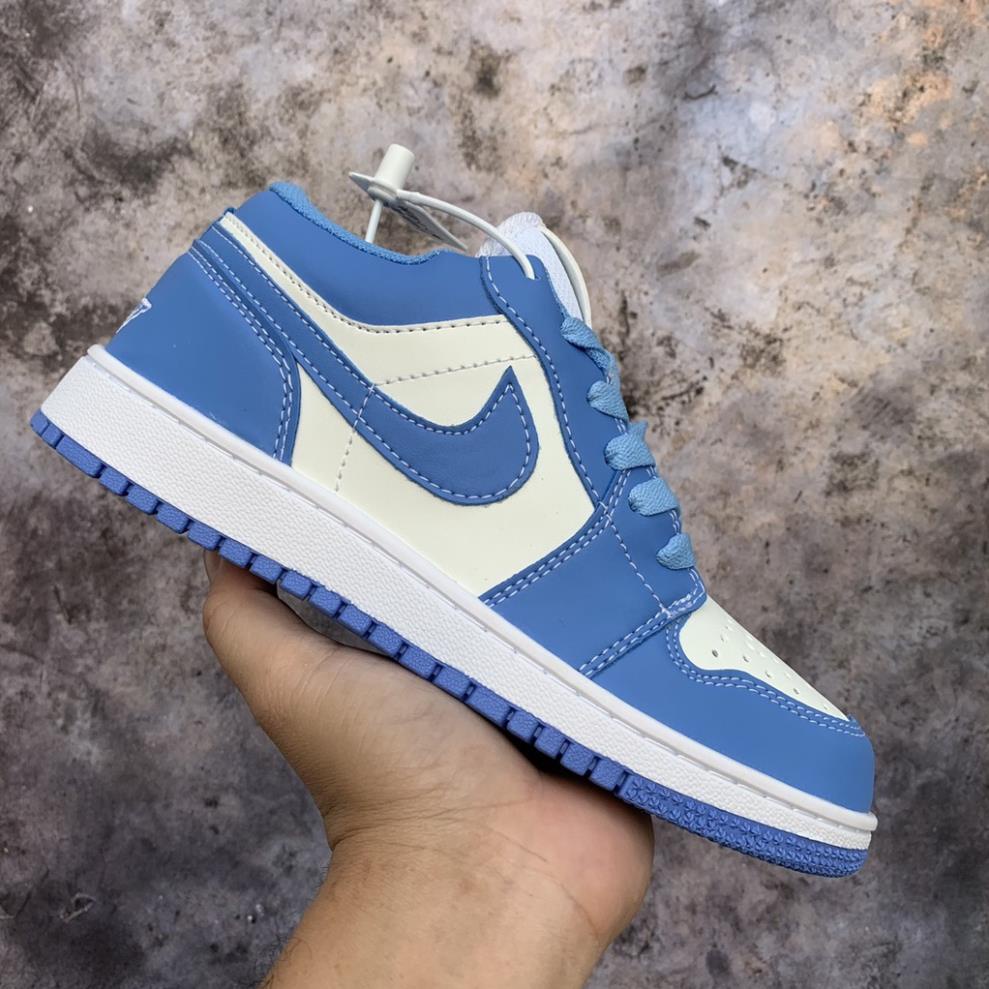 Giày sneaker JORDAN 1 xanh dương thấp cổ Hot trend nam nữ, Giày thể thao JD1 xanh dương thấp dùng đi học,tập gym.chạy bộ