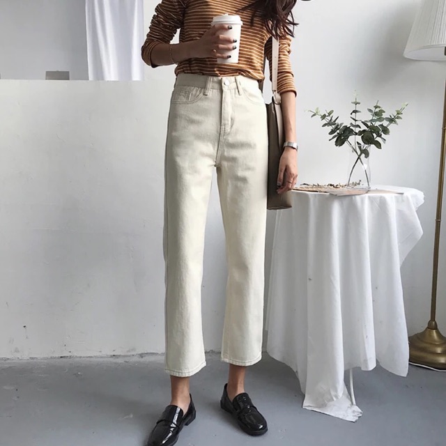Quần jeans suông/ Quần jeans trắng
