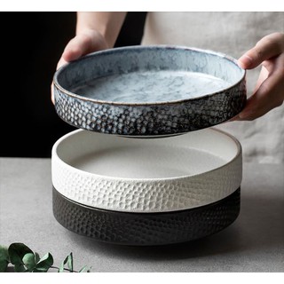 Khay gốm tròn lòng sâu phong cách tối giản