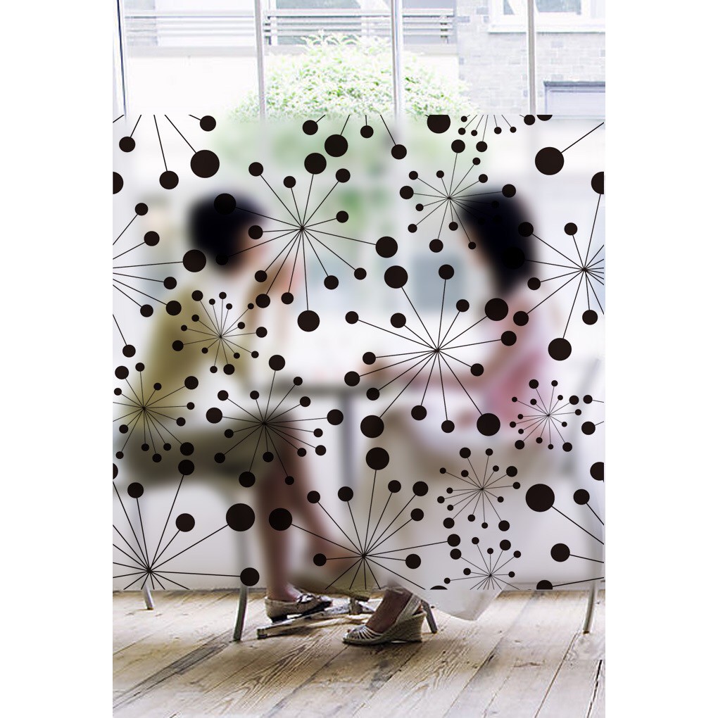 Decal dán kính Cao Cấp - Hoa Cánh TRòn Đen ( 60x58 )