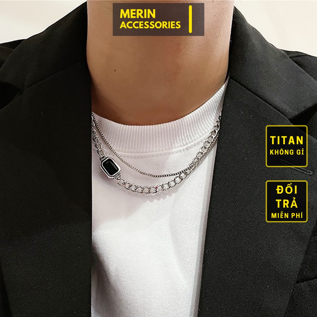 Vòng Cổ Dây Chuyền Unisex Cuba Black Thời Trang Basic Merin Accessories Màu Bạc Chất Liệu Inox Cao Cấp Không Gỉ- Cuba
