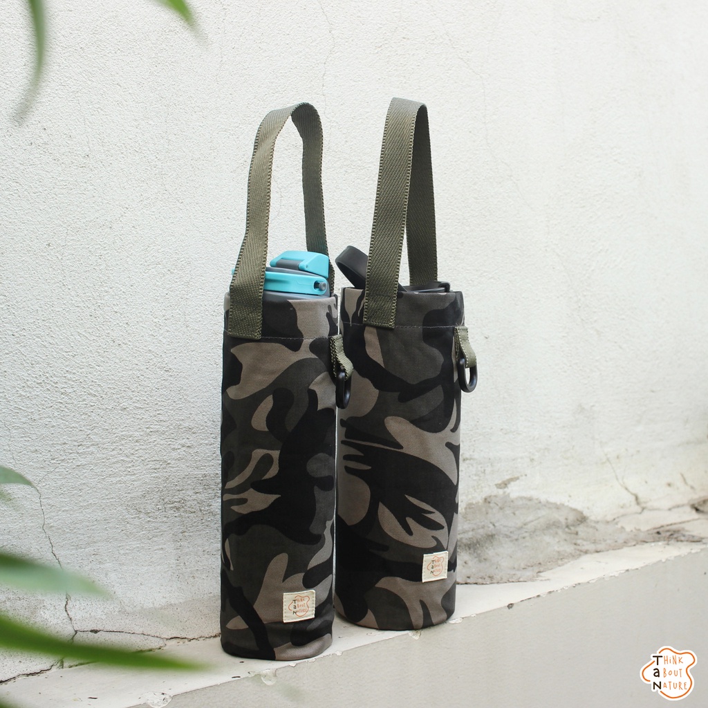 TÚI VẢI HÌNH TRỤ ĐỰNG BÌNH NƯỚC HOA VĂN CAMO, ARMY/TÚI ĐỰNG BÌNH GIỮ NHIỆT, LY GIỮ NHIỆT BẢO VỆ MÔI TRƯỜNG