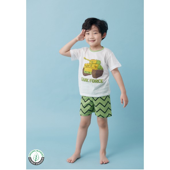 Bộ pijama cộc bé trai Tank Force 100% cotton - Olomimi Hàn Quốc