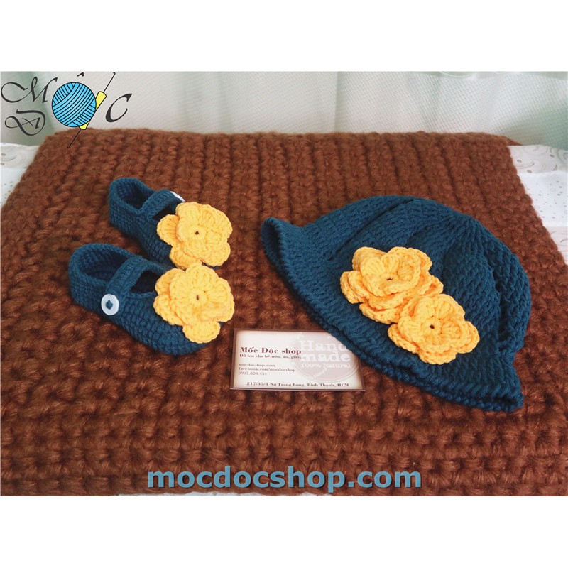 Giày nón len handmade cho bé gái 0-12 tháng