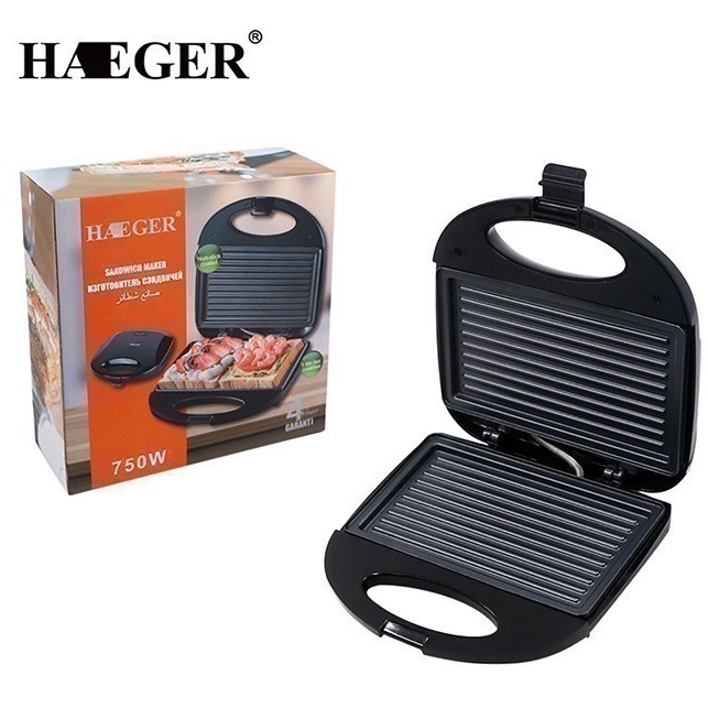 Máy Nướng Kẹp Bánh Mì Dài 2 Mặt Haeger 750W