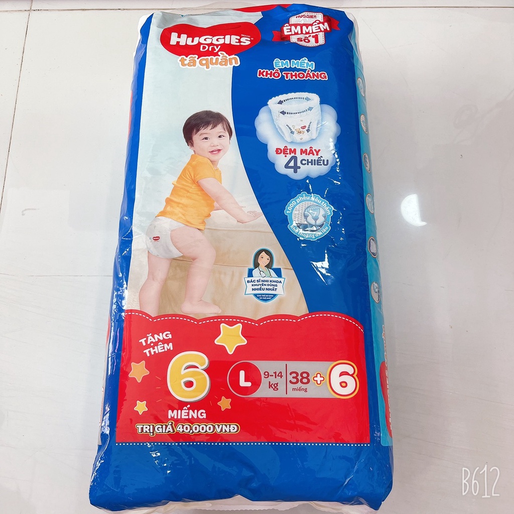 Tả quần Huggies Dry size M42 miếng/L38 miếng/XL32 miếng/XXL30 miếng/XXXL24 miếng