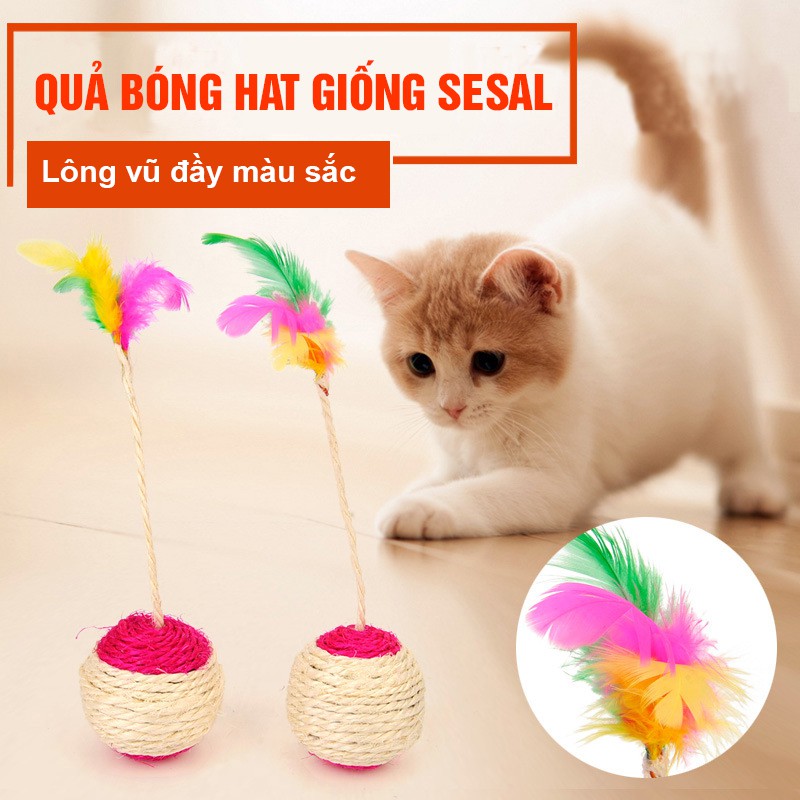 Cây lông vũ đồ chơi cho mèo thú cưng (Giao màu ngẫu nhiên) - Gobi Pet