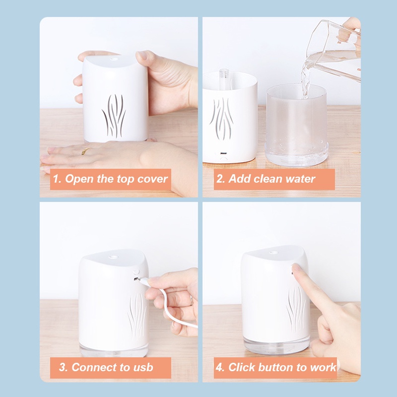 Máy Phun Sương Fnelse Tạo Độ Ẩm Không Khí Có Đèn LED Sạc Bằng Cổng USB Dành Cho Xe Hơi 340ml