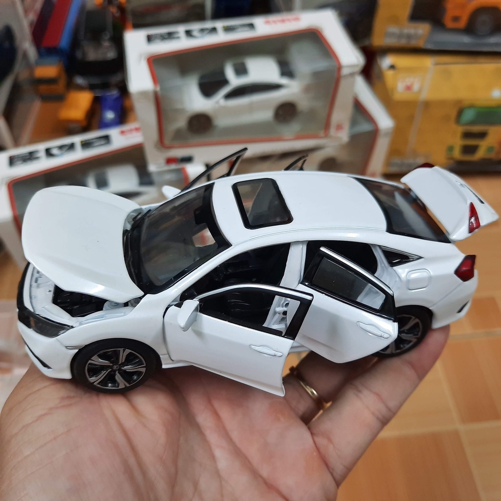 Đồ chơi xe mô hình ô tô Honda civic tỉ lệ 1:32 hãng Jackim xe bằng kim loại mở được các cửa đồ chơi trẻ em