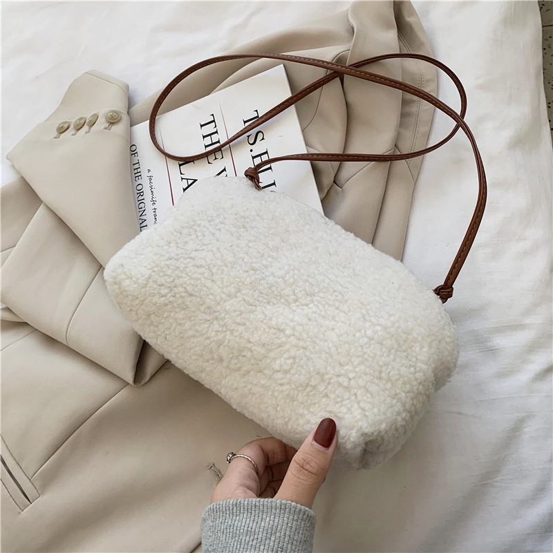 Winter Bags Women's Plush Spring and Summer Student Furry Single-Shoulder Bag Messenger Bag All-Match Lamb Wool Japanese Tote Small