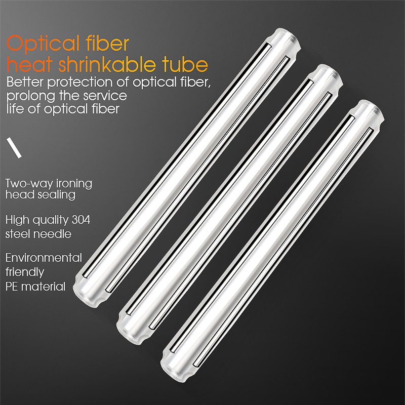 100 cái sợi quang Bảo vệ tay áo hai kim Gia cố nhiệt sợi có thể thu nhỏ vỏ bảo vệ 60mm
