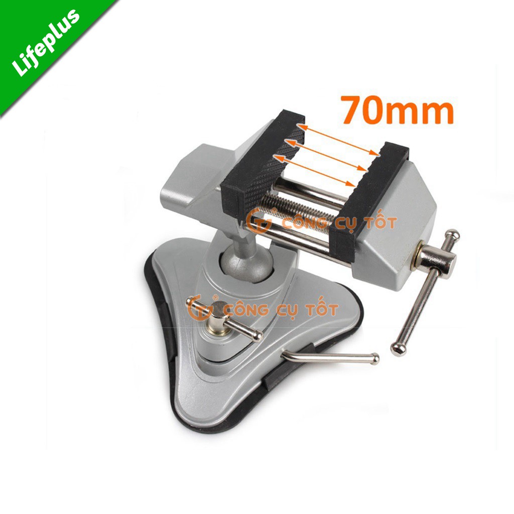 Ê tô xoay 360° hít bàn kẹp phẳng độ mở 70mm