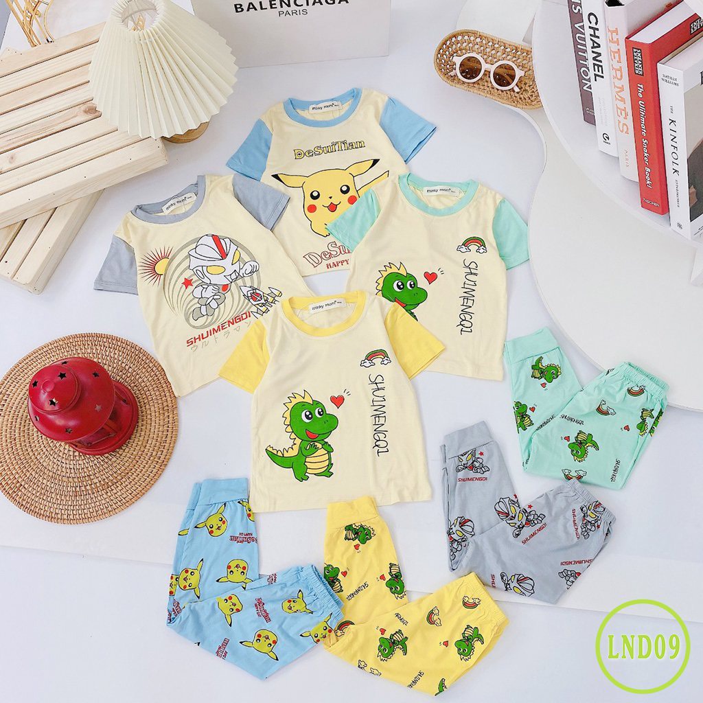 [LND09] Bộ Cộc Tay, Quần Dài Thun Lạnh MINKY MOM CÓ SIZE ĐẠI In Hình Dễ Thương Mềm Mịn Thoáng Mát, Hàng Chuẩn Đẹp Cho Bé