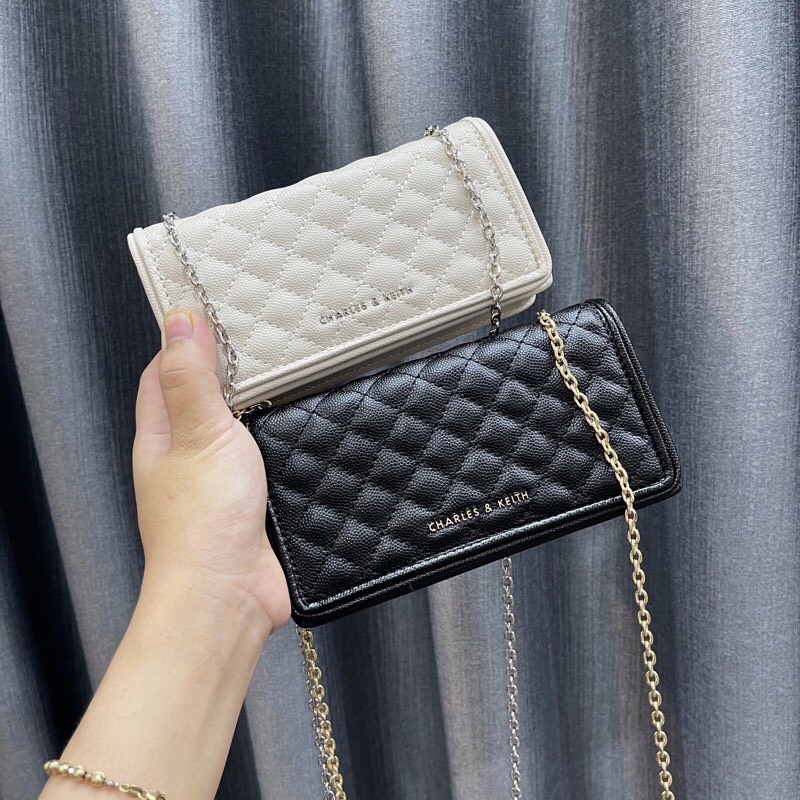 Túi VÍ💘BÁN LỖ LẤY ĐÁNG GIÁ💘 ví trần ô cầm tay kèm dây đeo chéo (FULL BOX)