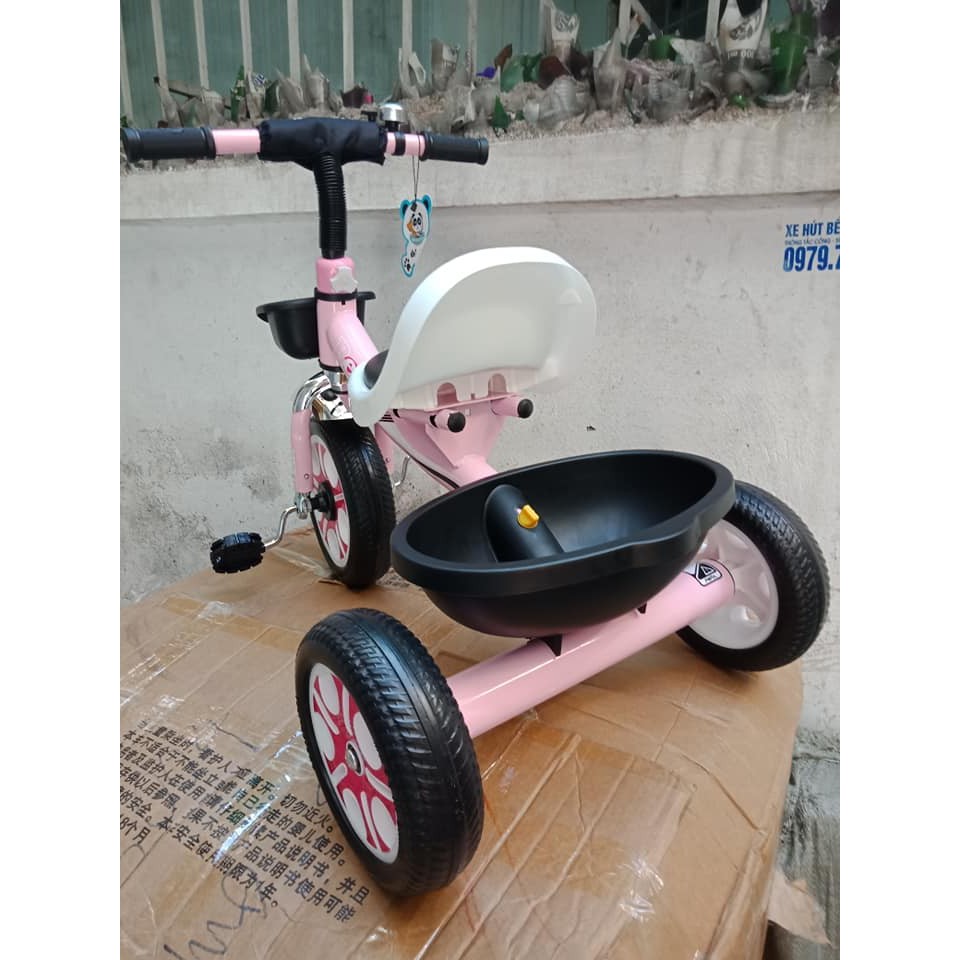 Xe đạp 3 bánh ghế da cao cấp vành hoa cho bé