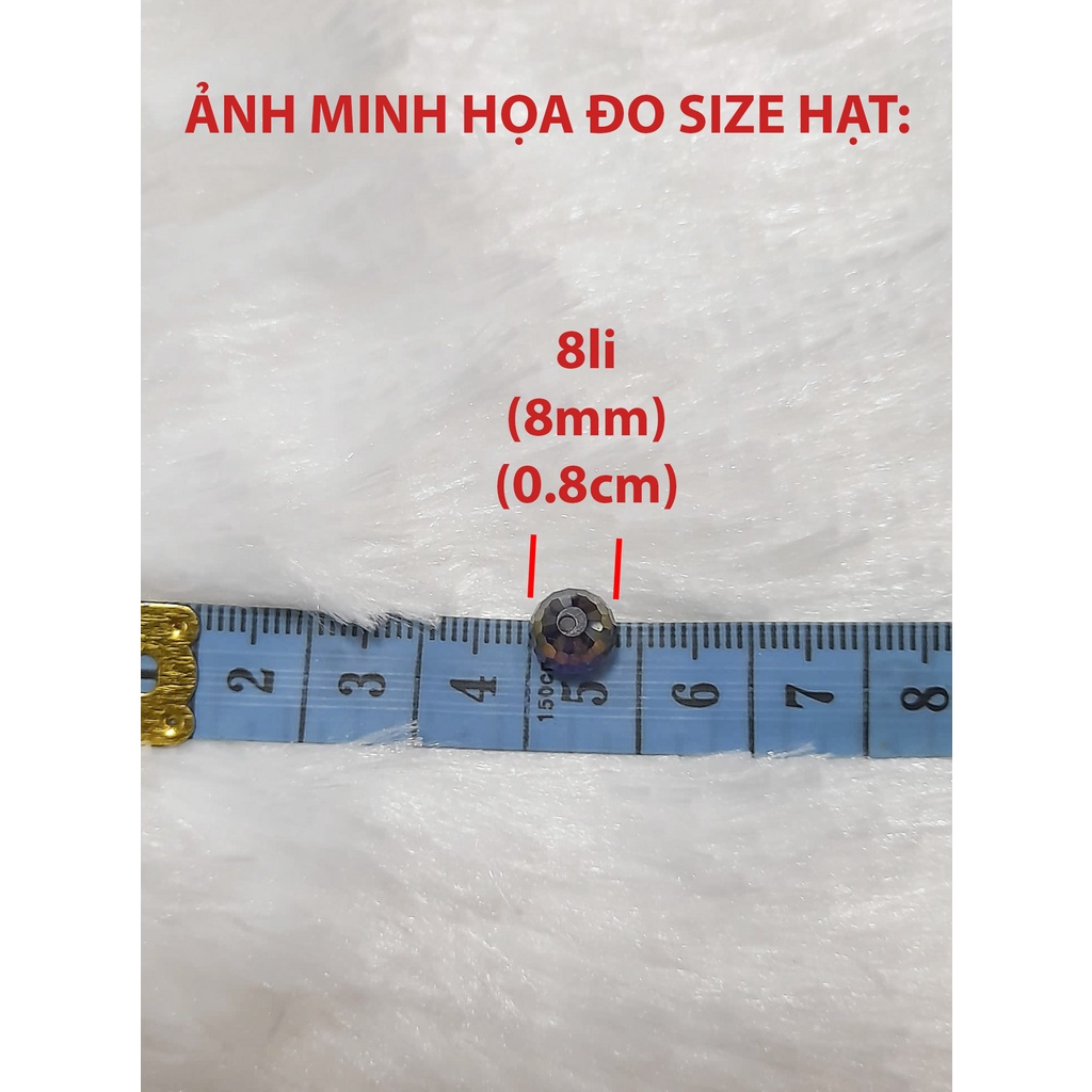 Hạt đá pha lê tròn giác size 8mm 10mm cườm xỏ vòng lắc tay lấp lánh