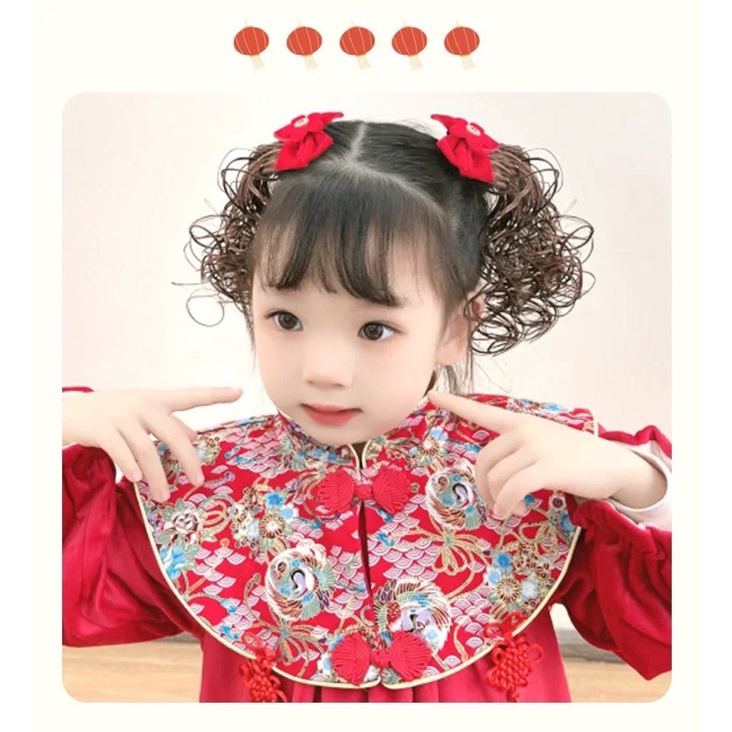 SET 2 KẸP TÓC HÌNH NƠ ĐỎ PGONG CÁCH TRUNG HOA CỔ ĐIỂN TRANG TRÍ CHO BÉ CỰC XINH.AD