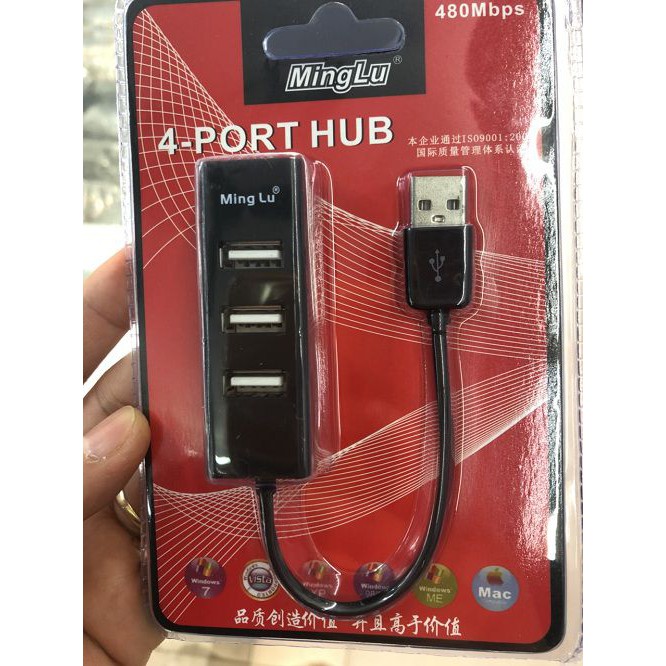 Bộ chia cổng USB 2.0 1 ra 4 cổng Minglu - 4 cổng USB 2.0