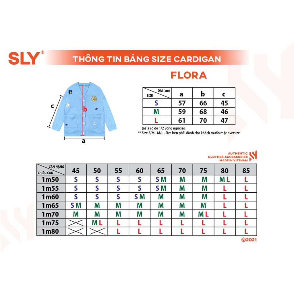 Áo Khoác Cardigan SLY Flora Vải Nỉ Chân Cua màu Xanh | BigBuy360 - bigbuy360.vn