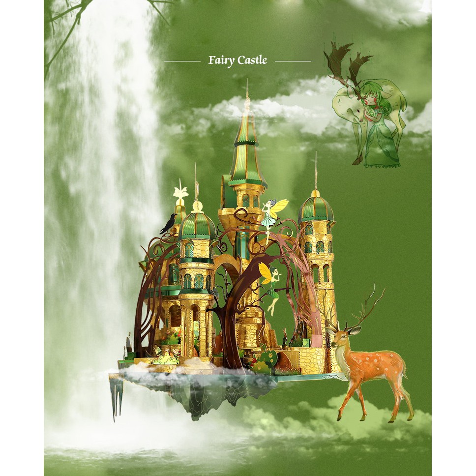 Mô Hình Kim Loại Lắp Ráp 3D Lâu đài thần tiên-fairy castle( picture kingdom)