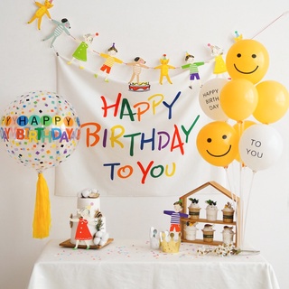Phông Nền Background Happy Birthday Trang Trí Sinh Nhật Phong Cách Hàn Quốc