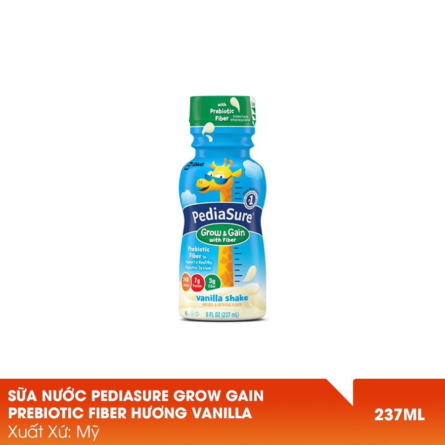 SỮA NƯỚC PEDIASURE GROW&GAIN PREBIOTIC FIBER HƯƠNG VANILLA