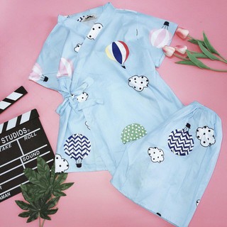 Đồ Ngủ Pijama Áo Buộc Dây Chéo Hoạt Hình Siêu Dễ Thương (Xạnh nước)