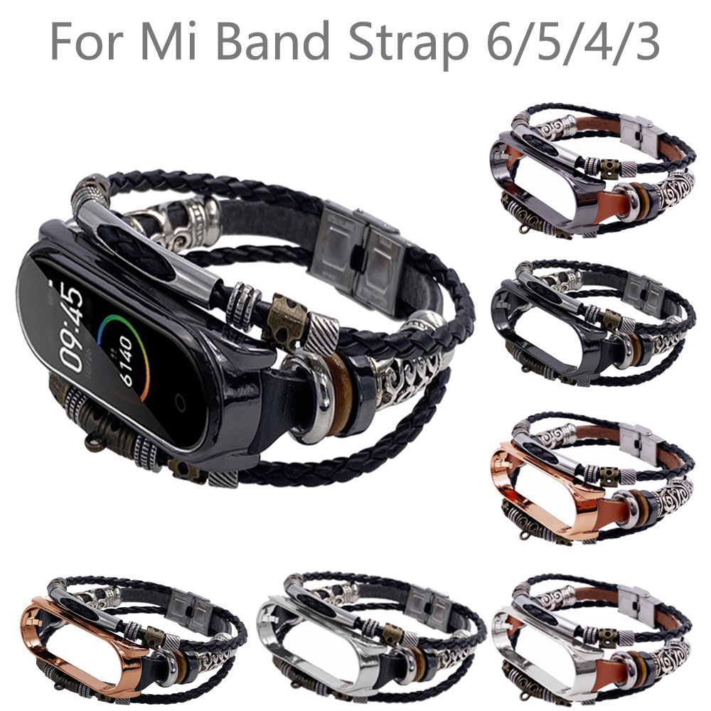 Dây đeo bằng da bện cho đồng hồ thông minh Mi Band 6/5/4/3