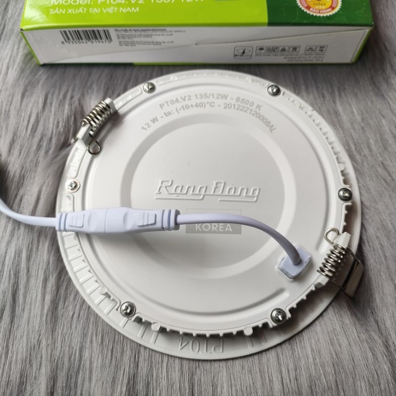Đèn Led Panel downlight âm trần 12w siêu mỏng Rạng Đông PT04 V2 ánh sáng Trắng 6500K Vàng 3000k thân nhôm đúc chính hãng