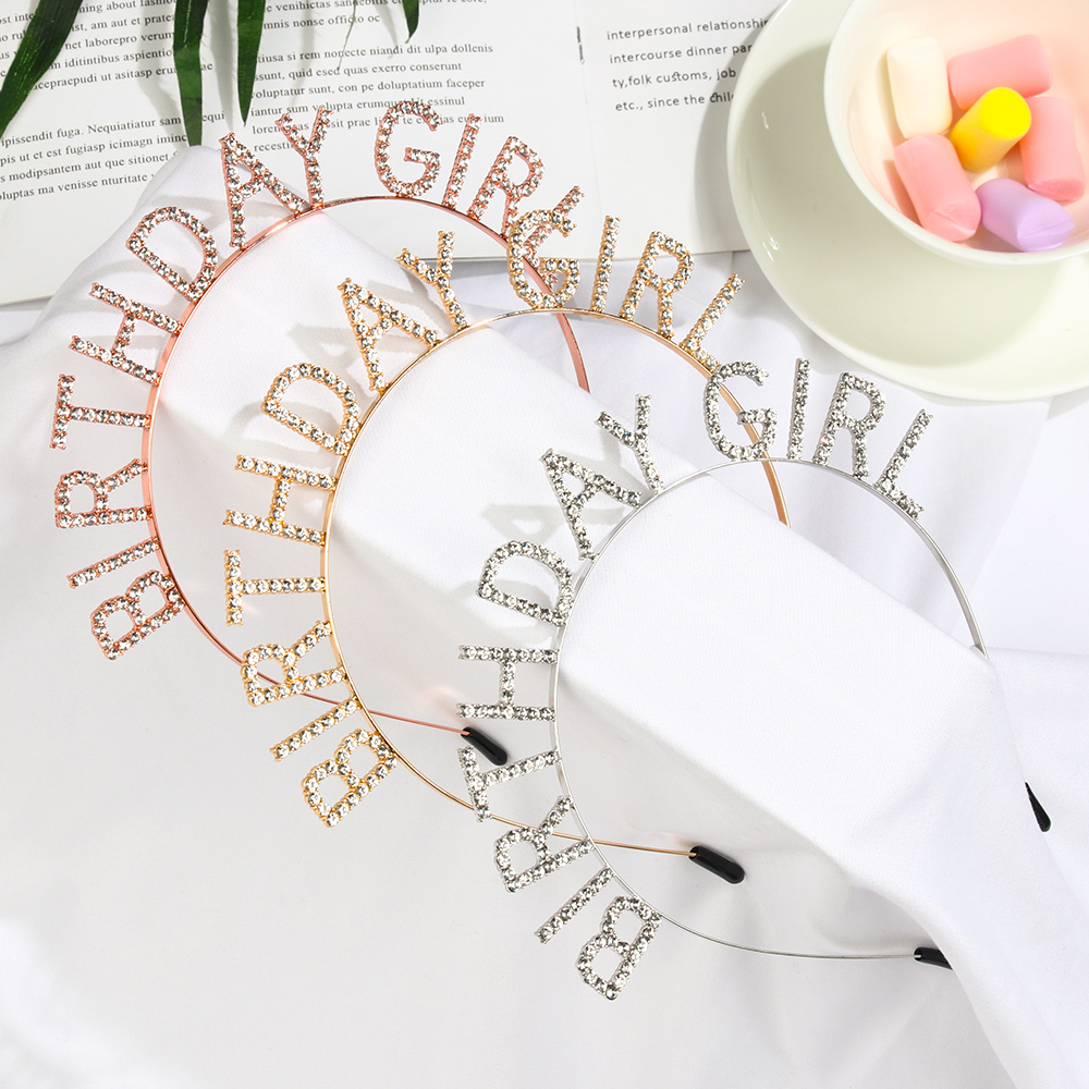 Băng Đô Cài Tóc In Chữ &quot;Birthday Girl&quot; Xinh Xắn Thời Gian Cho Nữ