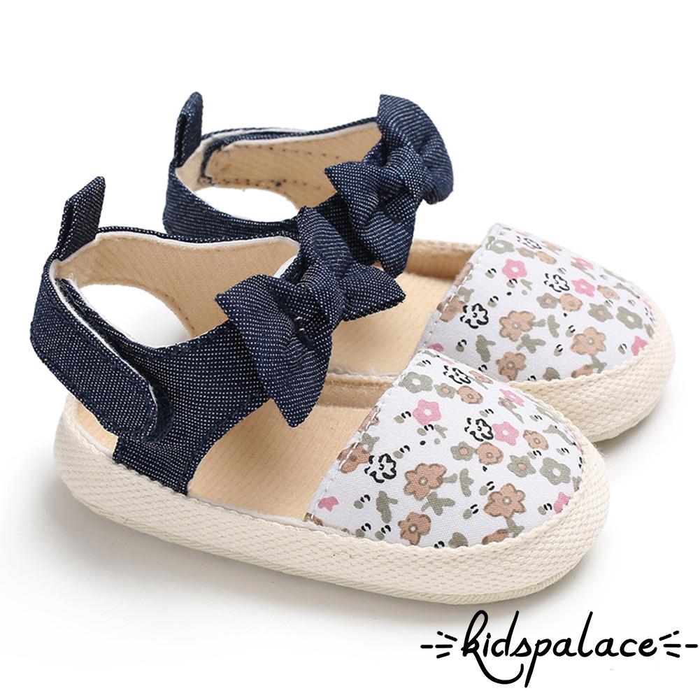 Sandal vải canvas gắn nơ xinh xắn cho bé