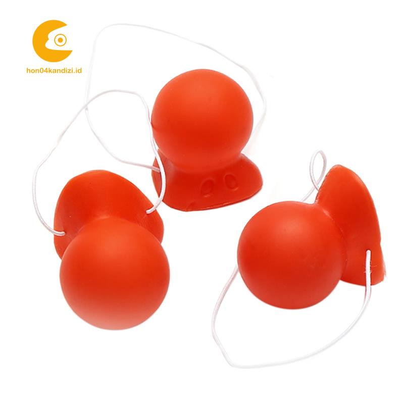 Set 3 Mũi Chú Hề Đỏ Phát Ra Tiếng Ồn Kèm Dây Thun Dùng Hóa Trang Halloween