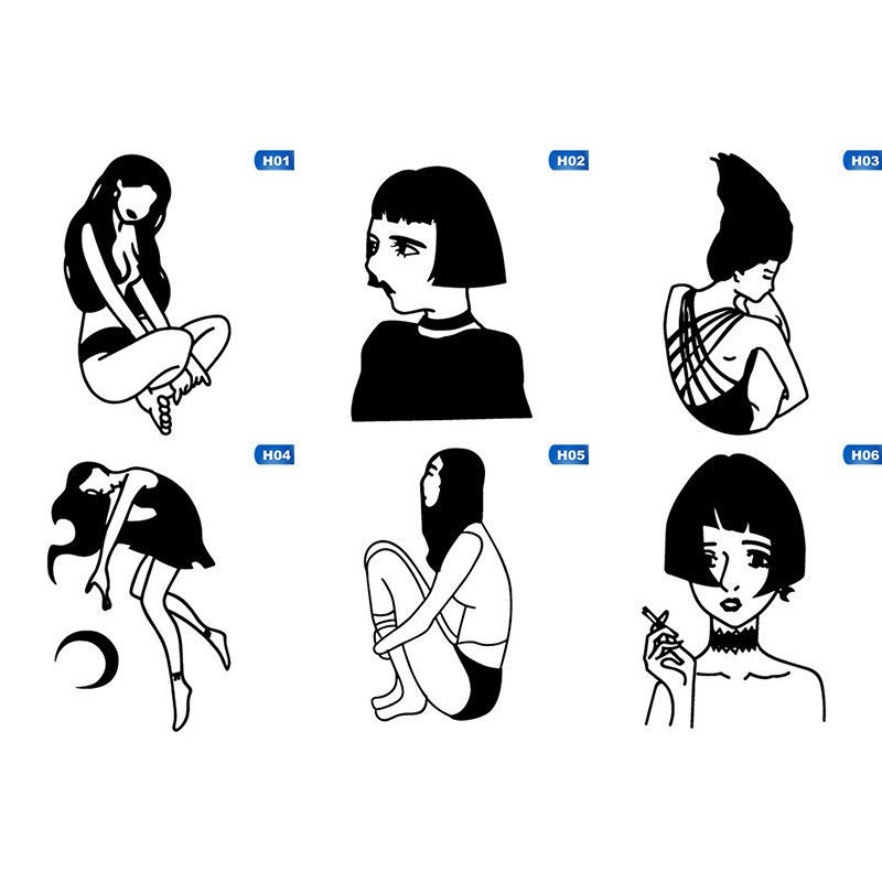 Nhãn dán tạm thời hình cô gái cá tính chống thấm nước