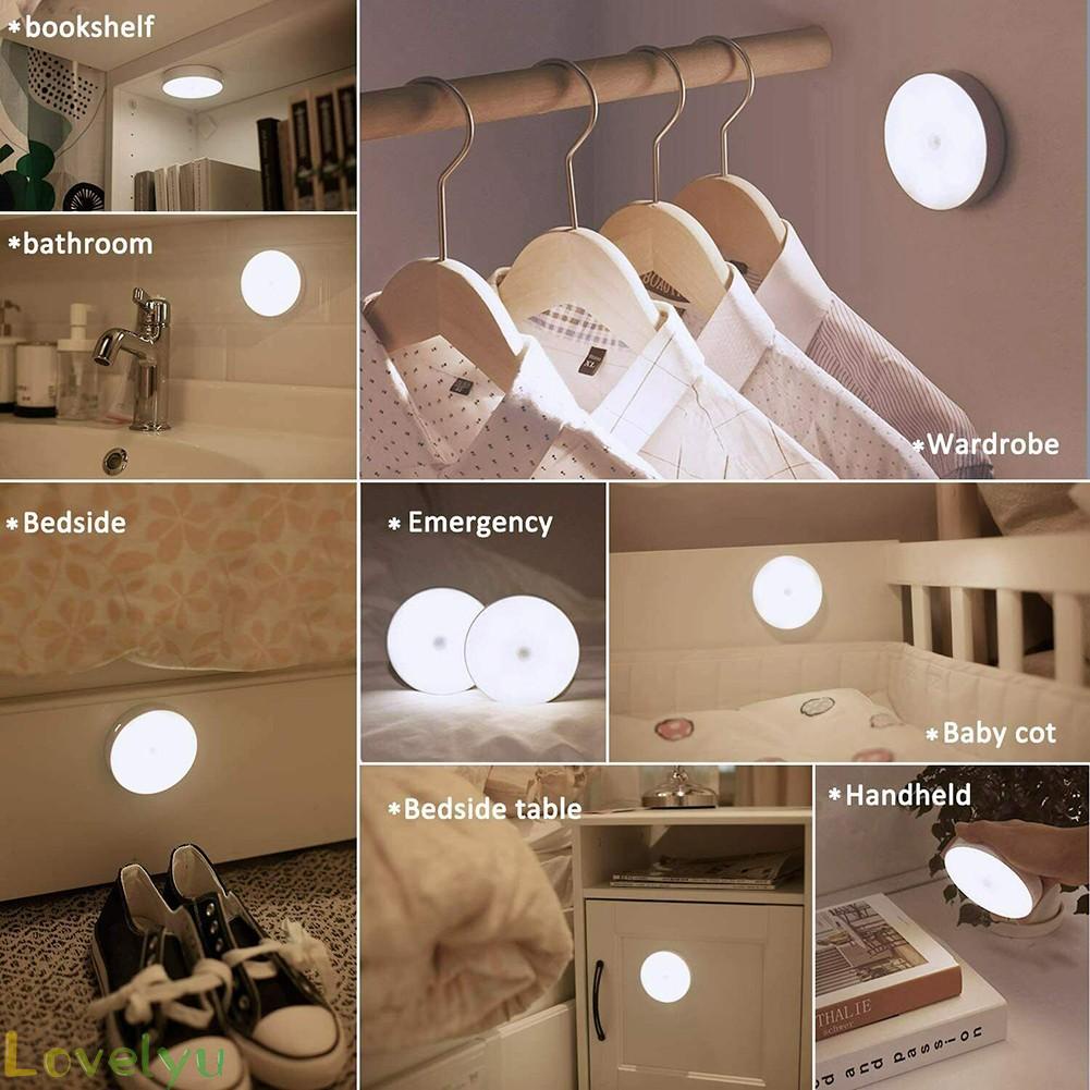 ◀READY▶Wireless 6LED PIR Motion Sensor Night Light USB Rechargeable Cabinet Closet Lamp# Good Quality