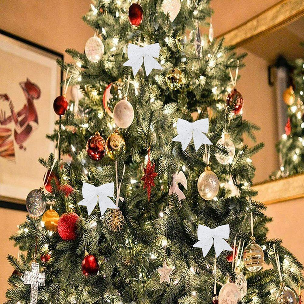 MUVAKO Christmas Bow Shiny Christmas Tree Pendant Hanging Decoration Large|Shiny Bow
