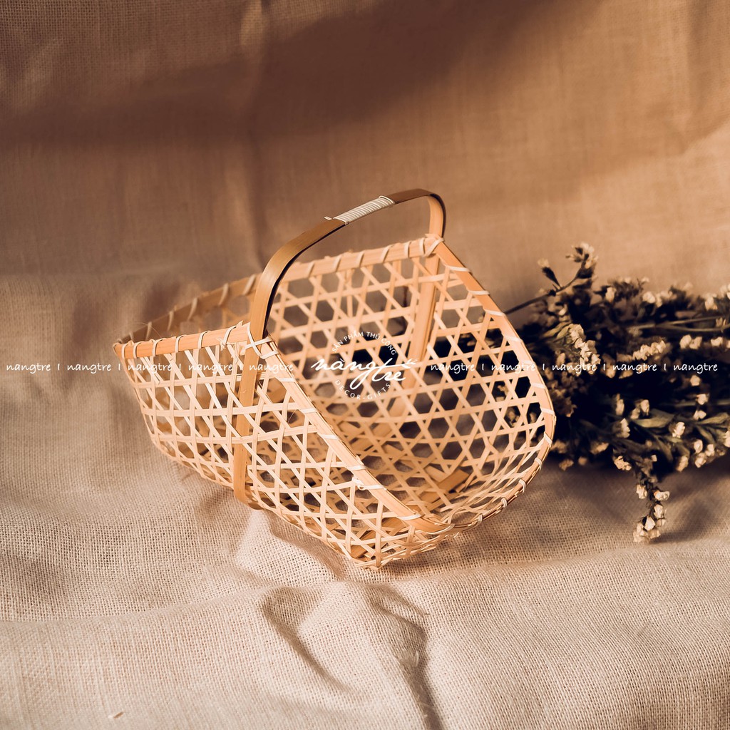 Làn tre đan thưa đựng quà tặng - Trang trí decor
