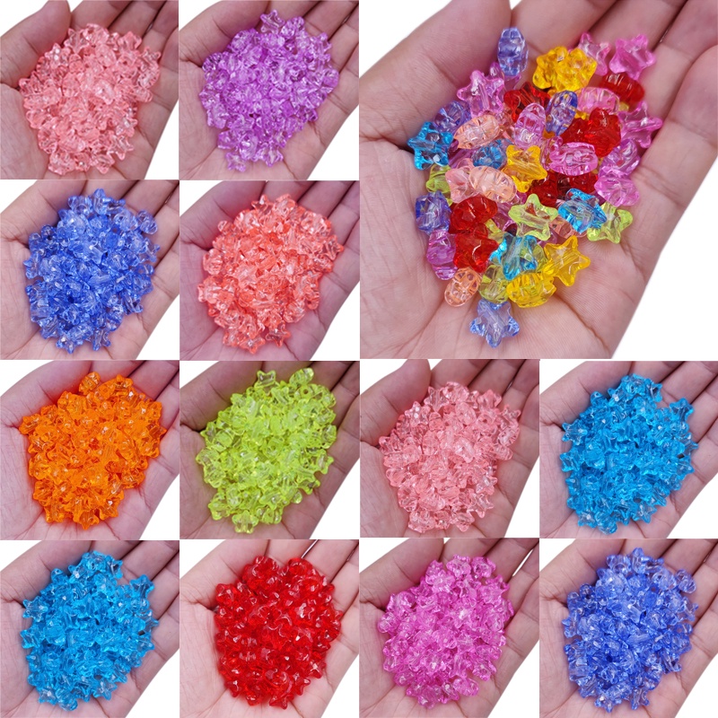 Bộ 20 Hạt Nhựa Hình Ngôi Sao Màu Kẹo Trong Suốt Kích Thước 11mm Dùng Làm Trang Sức Thủ Công