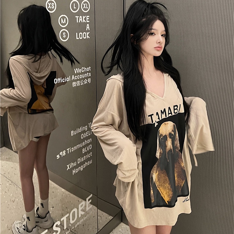 Áo Hoodie Chống Nắng Form Rộng In Họa Tiết Thời Trang Mùa Hè