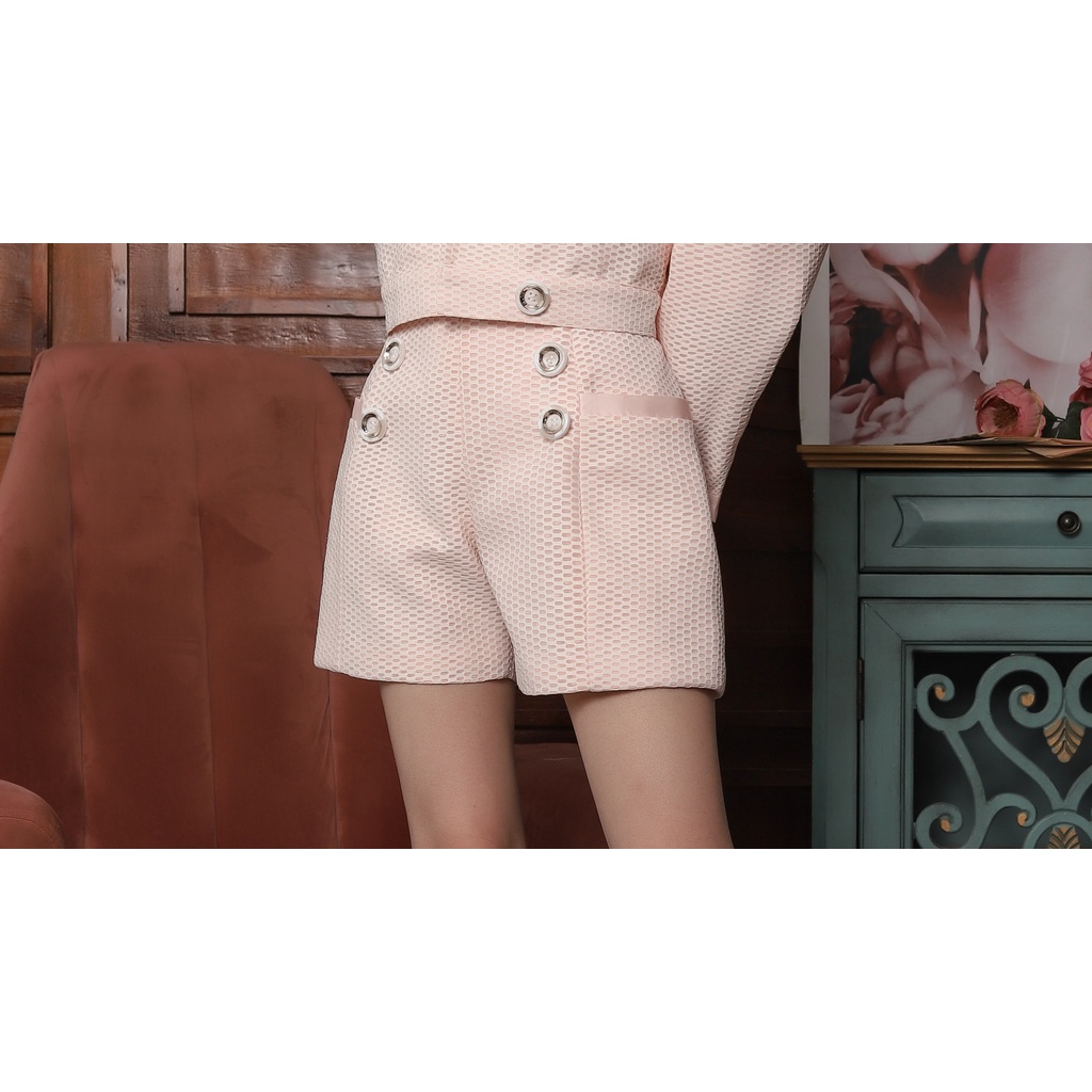 Quần short cạp cao, phong cách Hàn Quốc, tiểu thư, thiết kế cao cấp