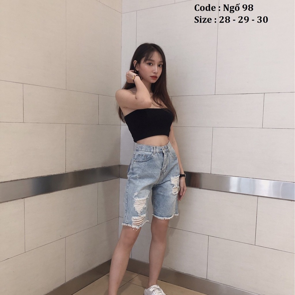 Quần short jean nữ lưng cao King168 , quần short nữ cao cấp THU91