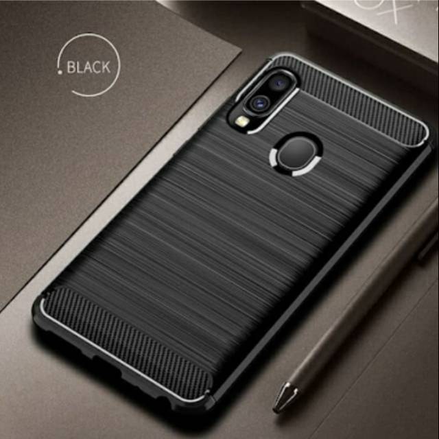 Ốp Lưng Sợi Carbon Cho Samsung Galaxy A20 / Case Ipaky / Silicon / Back