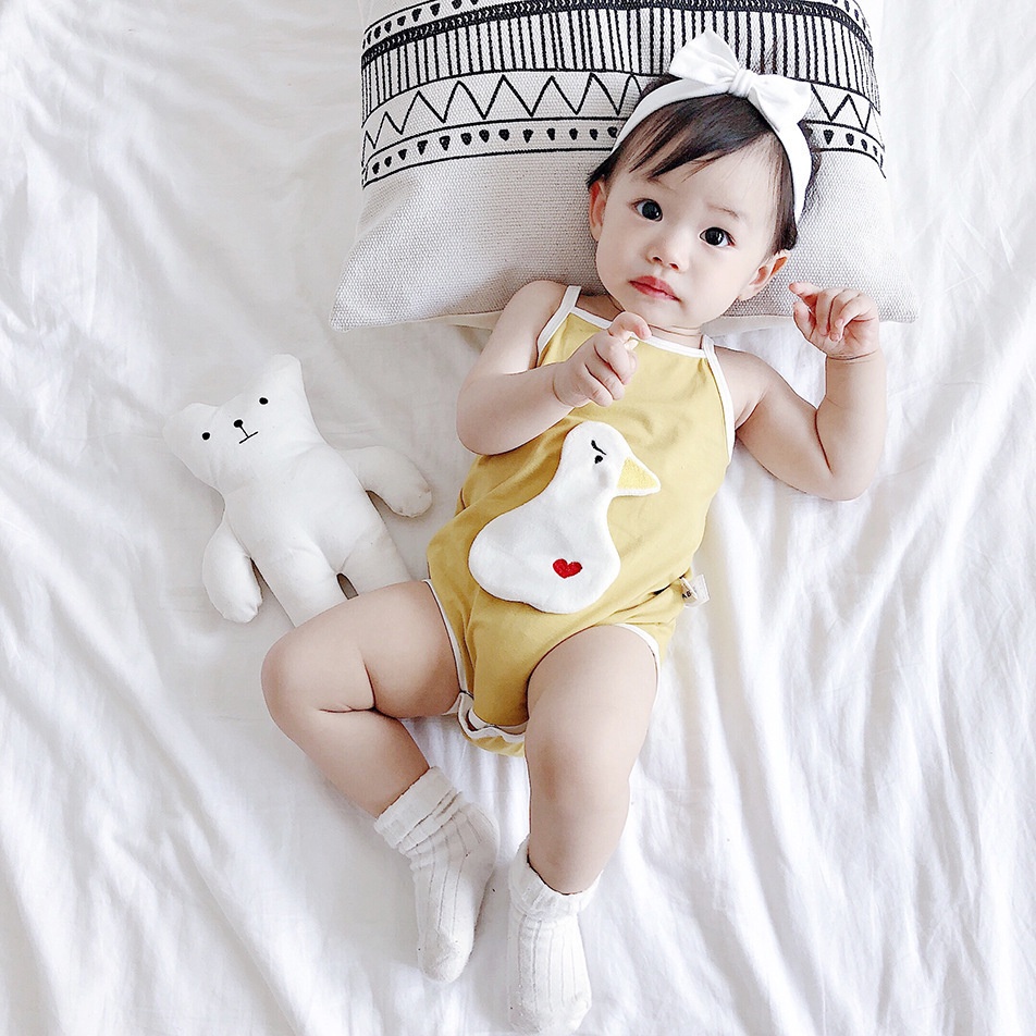 Bộ Áo Liền Quần Không Tay In Họa Tiết Hoạt Hình Thời Trang Mùa Hè Dễ Thương Cho Bé 0-18 Tháng Tuổi