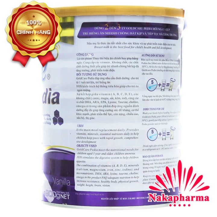 Sữa biếng ăn Goldcare Pedia 900g - DATE XA