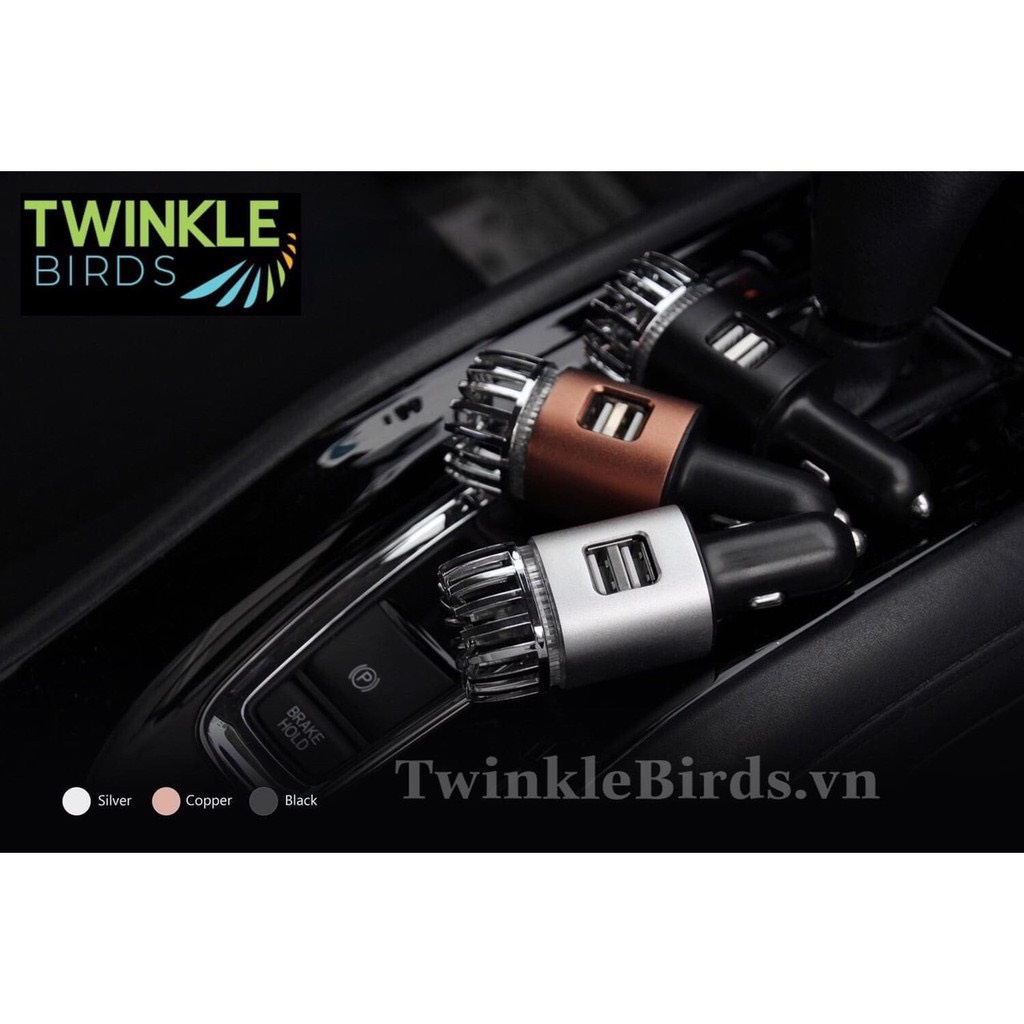 Máy làm sạch không khí bằng i-on âm tích hợp 2 cổng sạc USB - Twinkle Birds