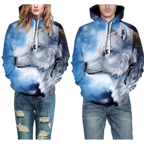 Áo hoodie in hình chó sói 3D unisex | BigBuy360 - bigbuy360.vn